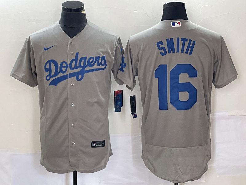 Men Los Angeles Dodgers #16 Smith Grey Elite Nike 2023 MLB Jersey